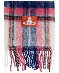 Vivienne Westwood - Logo Patch Checked Fringed Scarf - Lyst