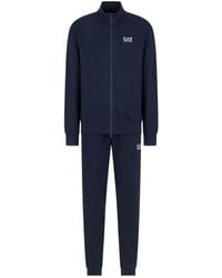 EA7 - Logo Printed Zipped Track Suit - Lyst