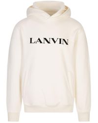 Lanvin - Logo-Embroidered Kangaroo Pocket Hoodie - Lyst
