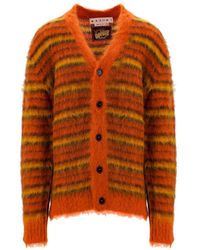 Marni - V-Neck Striped Knit Cardigan - Lyst