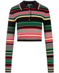 Rabanne - Striped Knitted Polo Top - Lyst