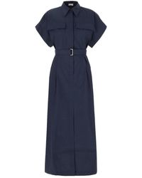 Brunello Cucinelli - Belted Short-Sleeve Dress - Lyst