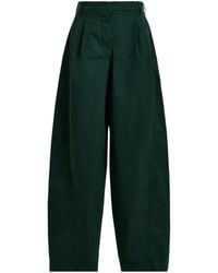 Essentiel Antwerp - Khaki Tapered Cotton Pants With Twisted Seams - Lyst