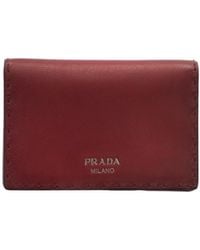 Prada - Antiqued Leather Card Holder - Lyst
