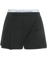 Alexander Wang - Logo Waistband Pleated Shorts - Lyst