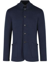 Eleventy - Ribbed Collar Button-Up Cardigan - Lyst
