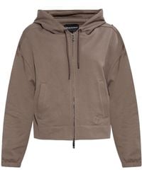 Emporio Armani - Asv Logo Embroidered Zip-Up Hoodie - Lyst