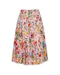 Gucci - Printed Silk Pleated Skirt - Lyst
