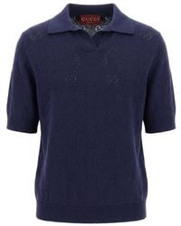 Gucci - Gg Short-Sleeved Ribbed Polo Shirt - Lyst