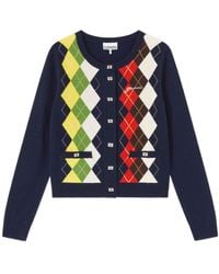 Ganni - Argyle Print Cardigan - Lyst
