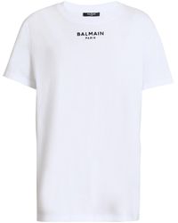 Balmain - Logo Embroidered T-Shirt - Lyst