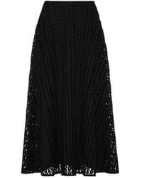 Valentino - Optical V-Logo Cut-Out A-Line Midi Skirt - Lyst