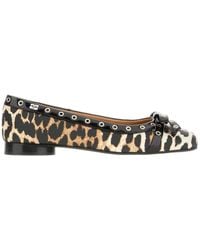 Ganni - Leopard-Print Ballerina Shoes - Lyst