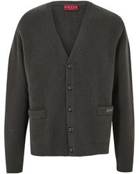 Gucci - V-Neck Ribbed Knit Cardigan - Lyst