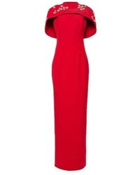 Safiyaa - Embroidered Caped Crêpe Gown - Lyst