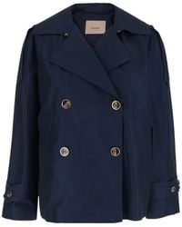 Twinset - Cropped Double-Breasted Trench Coat - Lyst