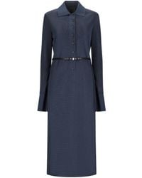 Givenchy - Belted Polo-Collar Midi Dress - Lyst