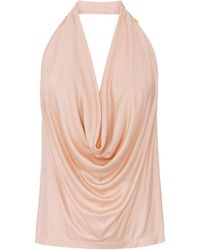 Elisabetta Franchi - Halter-Neck Draped Jersey Top - Lyst