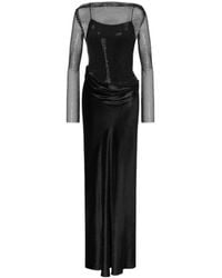 Alberta Ferretti - Mesh-Overlay Dress - Lyst