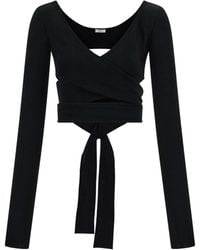 Ferragamo - Ferragamo Wrap Front Long Sleeve Top - Lyst