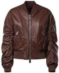 Dondup - Ruched Leather Bomber Jacket - Lyst