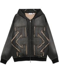 Off-White c/o Virgil Abloh Scribble-Print Zip-Up Hoodie in Black