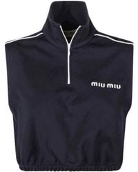 Miu Miu - Logo-Embroidered Sleeveless Top - Lyst