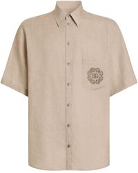 Dolce & Gabbana - Linen Logo Short-Sleeve Shirt - Lyst