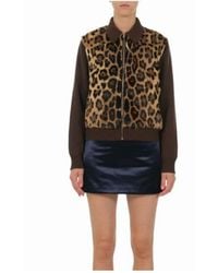Miu Miu - Leopard-Print Panelled Zip-Up Sweater - Lyst
