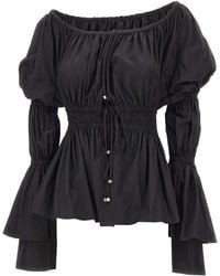 Blumarine - Puffed-Sleeve Elasticated-Waist Blouse - Lyst