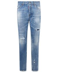 DSquared² - Teddy Distressed Straight-Leg Jeans - Lyst