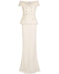 Self-Portrait - Tailored Double-Breasted Bouclé Maxi Dress - Lyst