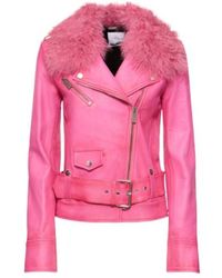 Blumarine - Zipper Long-Sleeved Leather Jacket - Lyst
