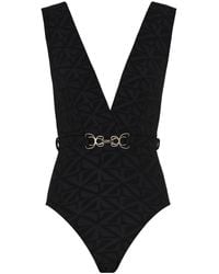Zimmermann - Geometric-Print Belted Swimsuit - Lyst