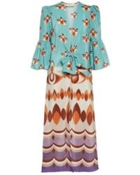 Adriana Degreas - Vintage Printed Silk Maxi Dress - Lyst