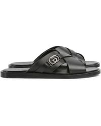 Gucci - Cross-Over Detailed Flat Sandals - Lyst