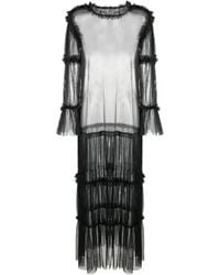 MM6 by Maison Margiela - Sheer Long-Length Ruffle-Trim Blouse - Lyst