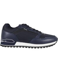 BOSS - Boss Logo Stamp Lace-Up Sneakers - Lyst