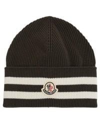 Moncler - Striped Cotton Blend Beanie - Lyst