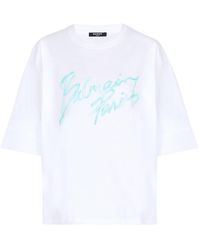 Balmain - Logo Brush Print Boxy T-Shirt - Lyst
