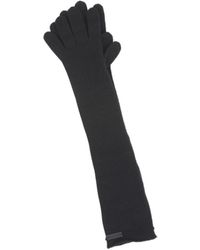 Saint Laurent - Logo Patch Ribbed Knit Gloves - Lyst