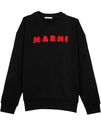 Marni - Logo Detailed Crewneck Sweatshirt - Lyst