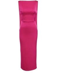 Alex Perry - Draped Satin Crepe Midi Dress - Lyst