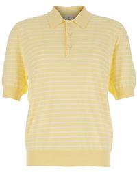Celine - Polo Shirt With Classic Collar And All-Over Striped Moti - Lyst