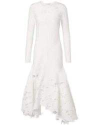 Oscar de la Renta - Lace-Trimmed Asymmetric Midi Dress - Lyst