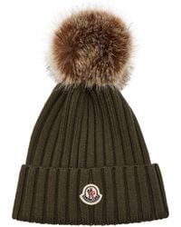 Moncler - Ribbed Wool Bobble Hat - Lyst