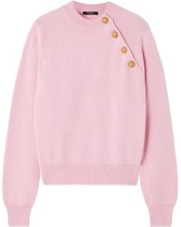 Balmain - Button-Embellished Cashmere And Wool-Blend Sweater - Lyst