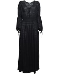 Aspesi - Long-Sleeved V-Neck Midi Dress - Lyst