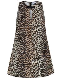 Ganni - Leopard Print Sleeveless Mini Dress - Lyst