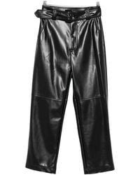 Twinset - Faux-Leather Casual Trousers With Belt - Lyst